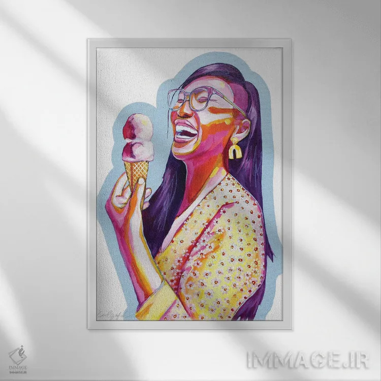 تابلو دکوراتیو بستنی برای نیکول اثر لورل گرینفیلد - نمای قابدار سفید