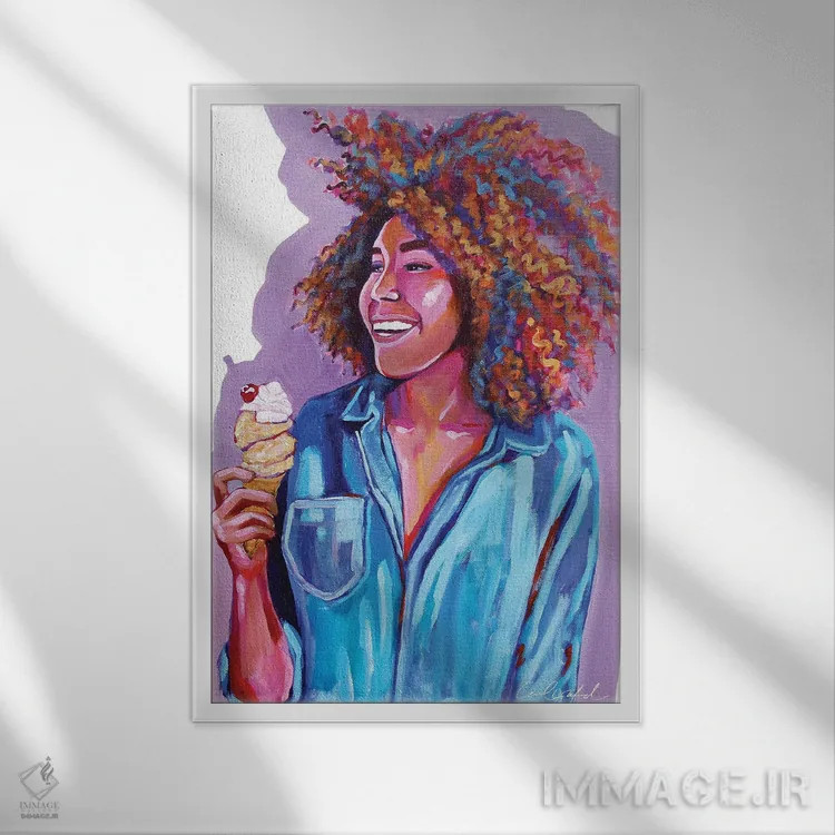 تابلو دکوراتیو بستنی برای جرل اثر لورل گرینفیلد - نمای قابدار سفید