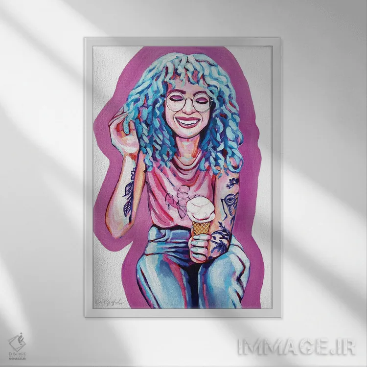 تابلو دکوراتیو بستنی برای هانا اثر لورل گرینفیلد - نمای قابدار سفید