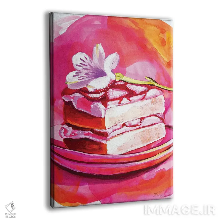 تابلو دکوراتیو کیک گل توت فرنگی اثر لورل گرینفیلد - نمای پرسپکتیو محصول