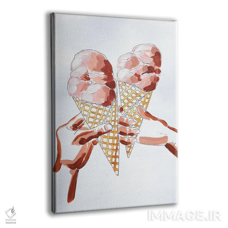 تابلو دکوراتیو مطالعه دست ها و بستنی اثر لورل گرینفیلد - نمای پرسپکتیو محصول