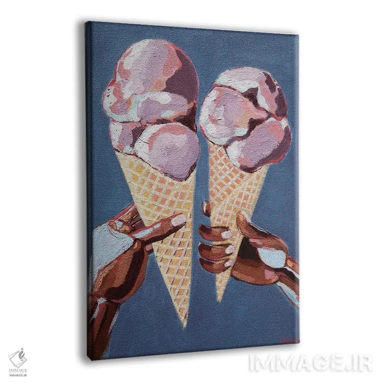 تابلو دکوراتیو عشق و بستنی با قیف وافل اثر لورل گرینفیلد - نمای پرسپکتیو محصول