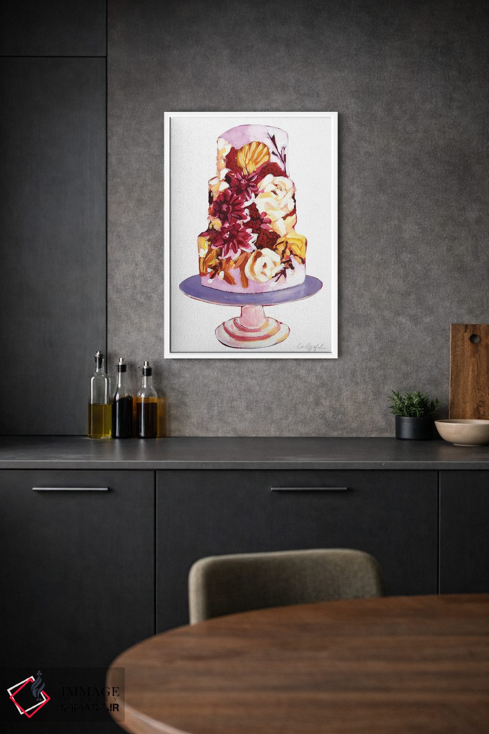 تابلو دکوراتیو کیک با گل های خامه ای اثر لورل گرینفیلد - D1W