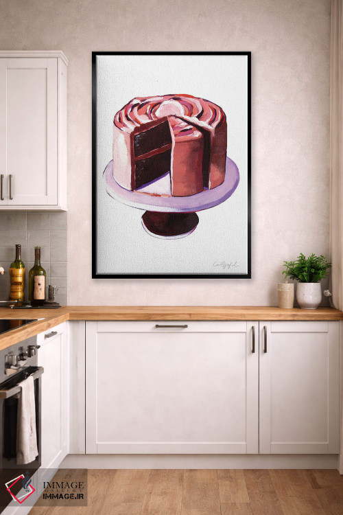 تابلو دکوراتیو کیک شکلاتی و یک برش از آن اثر لورل گرینفیلد - D2B