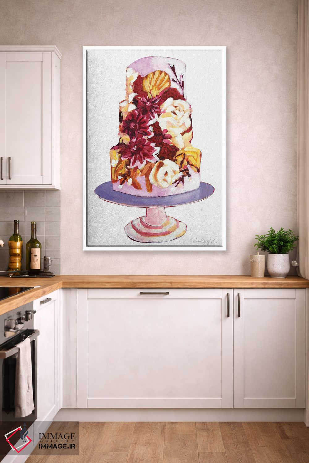 تابلو دکوراتیو کیک با گل های خامه ای اثر لورل گرینفیلد - D3W