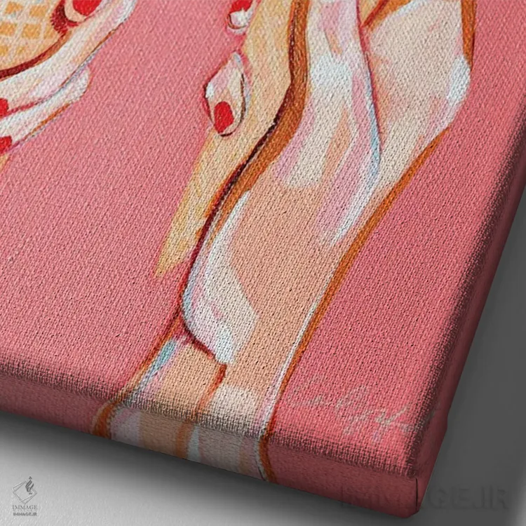 تابلو دکوراتیو عشق و بستنی اثر لورل گرینفیلد - نمای نزدیک بافت بوم