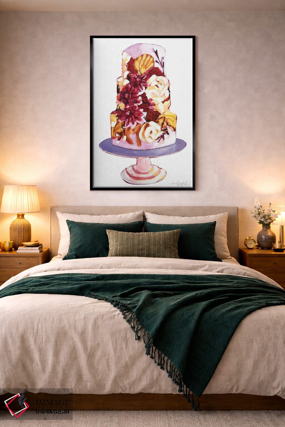 تابلو دکوراتیو کیک با گل های خامه ای اثر لورل گرینفیلد - D4B