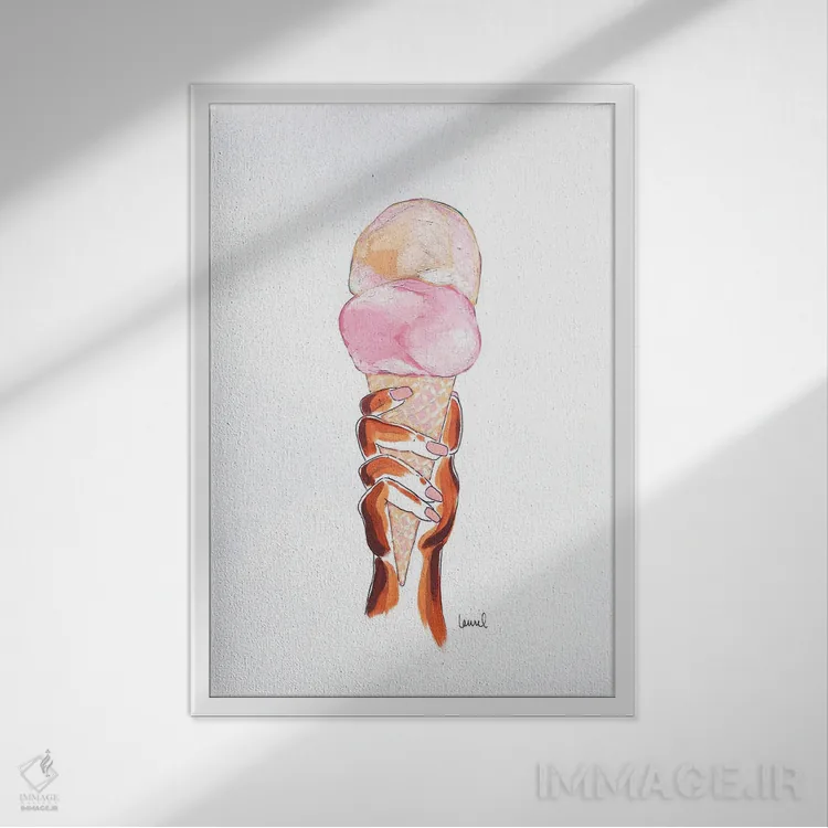 تابلو دکوراتیو دست و بستنی I اثر لورل گرینفیلد - نمای قابدار سفید