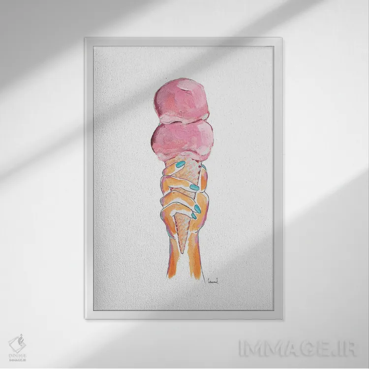 تابلو دکوراتیو دست و بستنی II اثر لورل گرینفیلد - نمای قابدار سفید