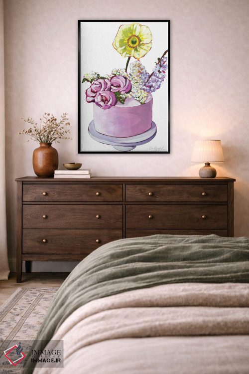 تابلو دکوراتیو کیک با گل زرد اثر لورل گرینفیلد - D3B