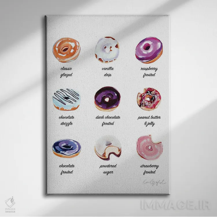 تابلو دکوراتیو پوستر دونات اثر لورل گرینفیلد - نمای روبهرو روی دیوار
