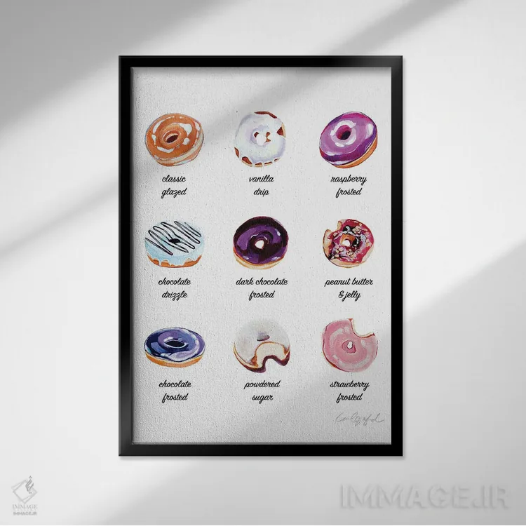 تابلو دکوراتیو پوستر دونات اثر لورل گرینفیلد - نمای قابدار مشکی