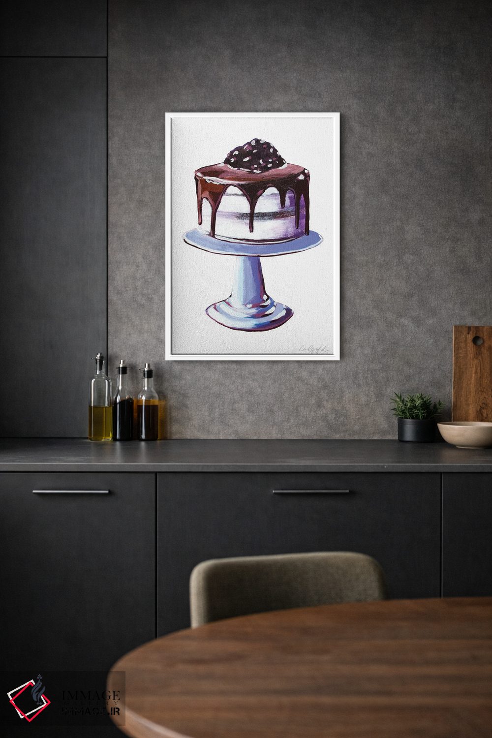 تابلو دکوراتیو شکلات چکه ای با بستنی وانیلی اثر لورل گرینفیلد - D1W