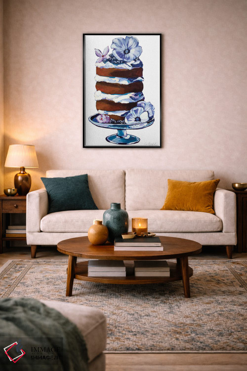 تابلو دکوراتیو کیک تمشک و هیبیسکوس اثر لورل گرینفیلد - D5B