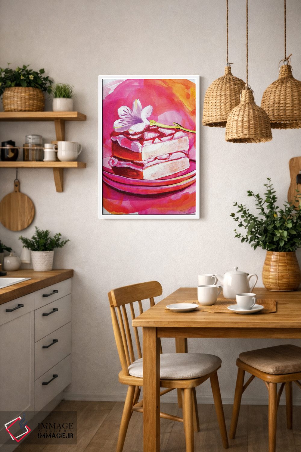 تابلو دکوراتیو کیک گل توت فرنگی اثر لورل گرینفیلد - D3W