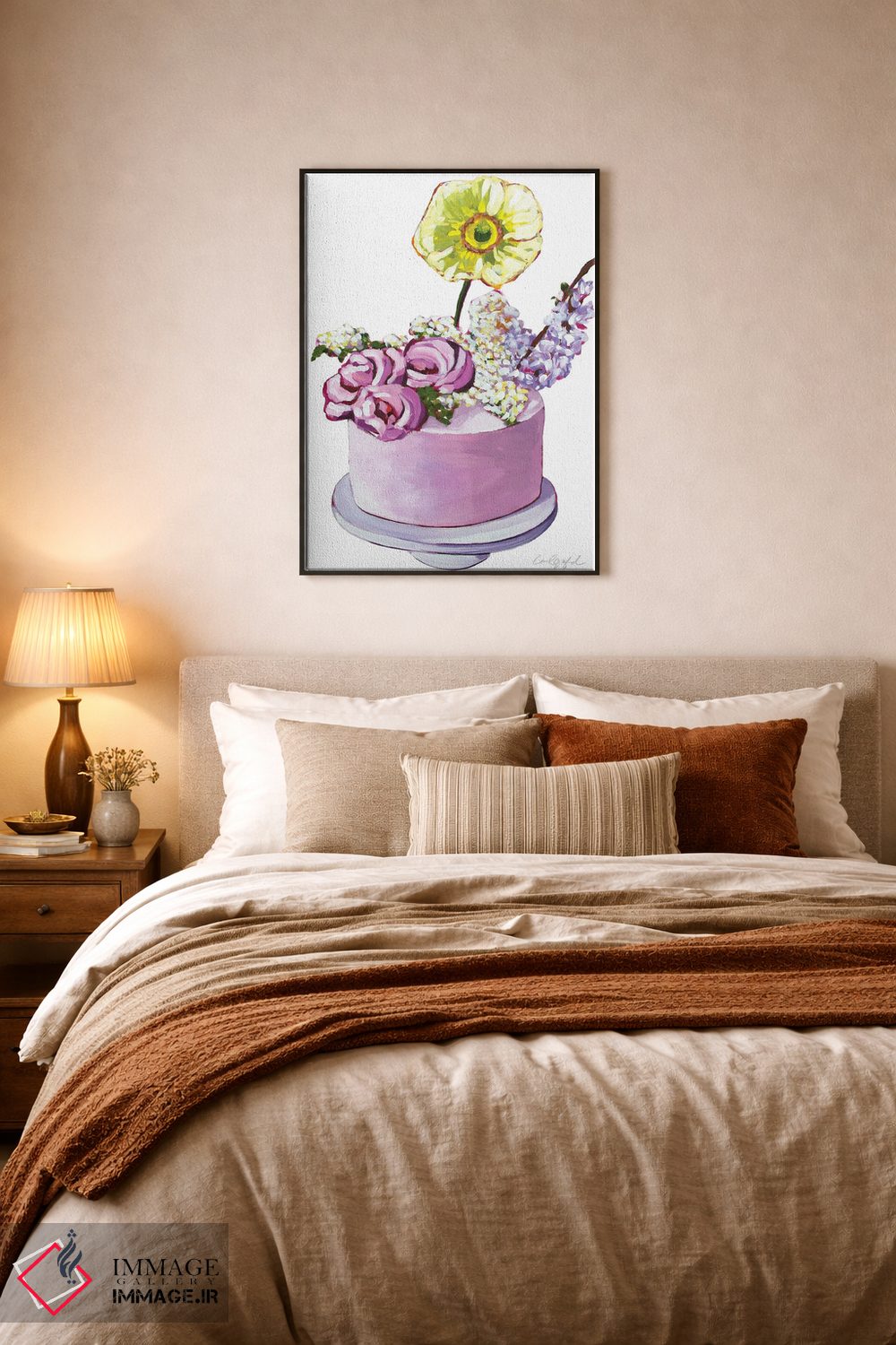 تابلو دکوراتیو کیک با گل زرد اثر لورل گرینفیلد - D5B