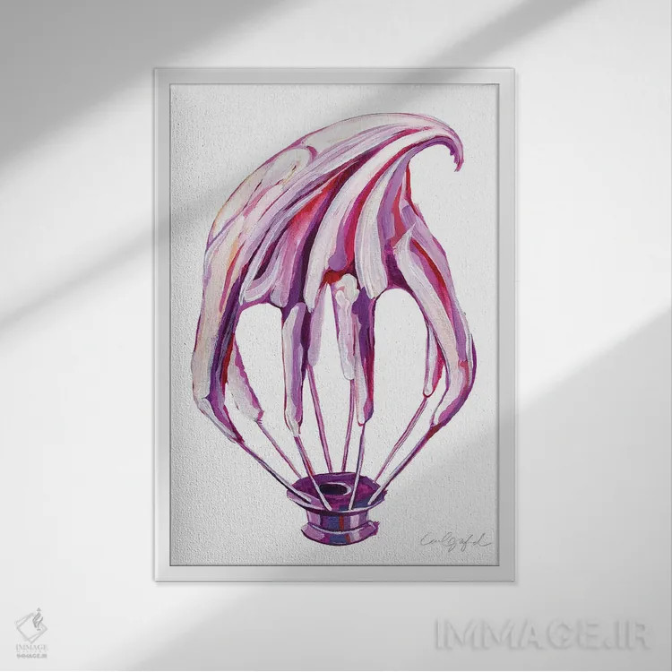 تابلو دکوراتیو همزن مرنگ اثر لورل گرینفیلد - نمای قابدار سفید