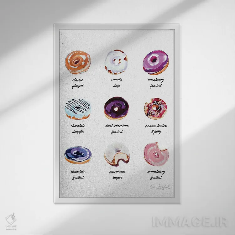تابلو دکوراتیو پوستر دونات اثر لورل گرینفیلد - نمای قابدار سفید