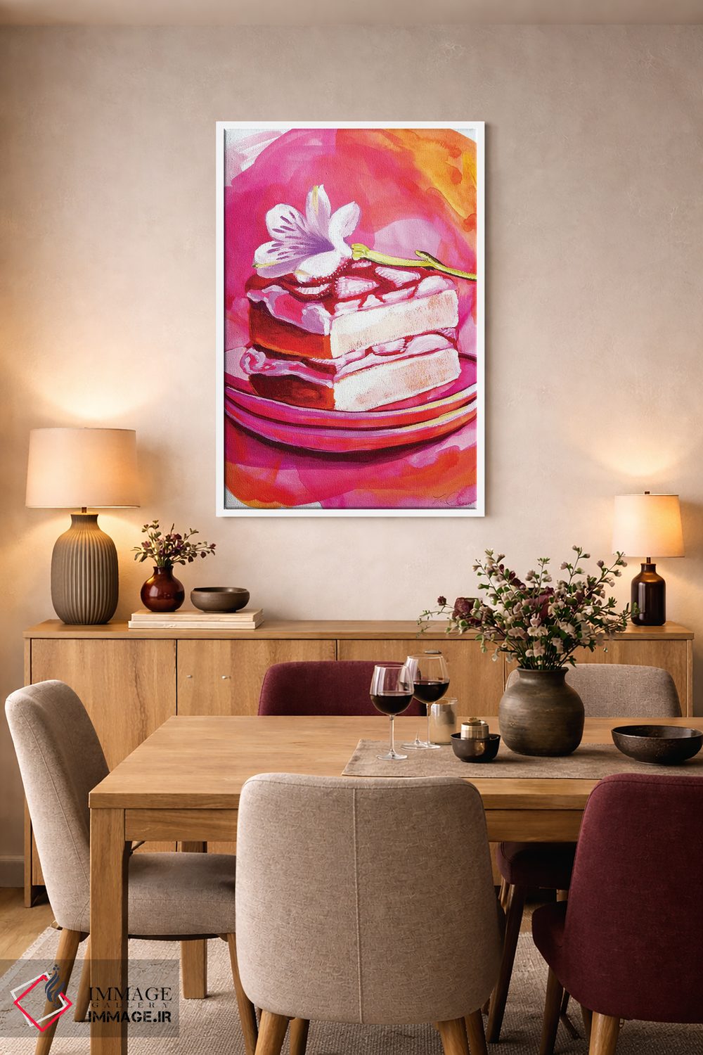 تابلو دکوراتیو کیک گل توت فرنگی اثر لورل گرینفیلد - D5W