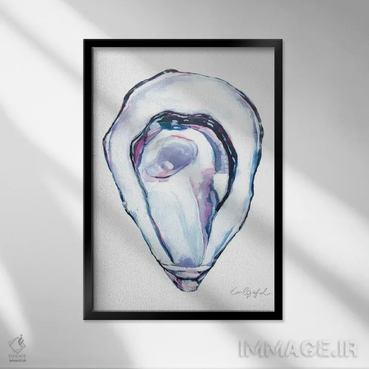 تابلو دکوراتیو صدف خوراکی اثر لورل گرینفیلد - نمای قابدار مشکی