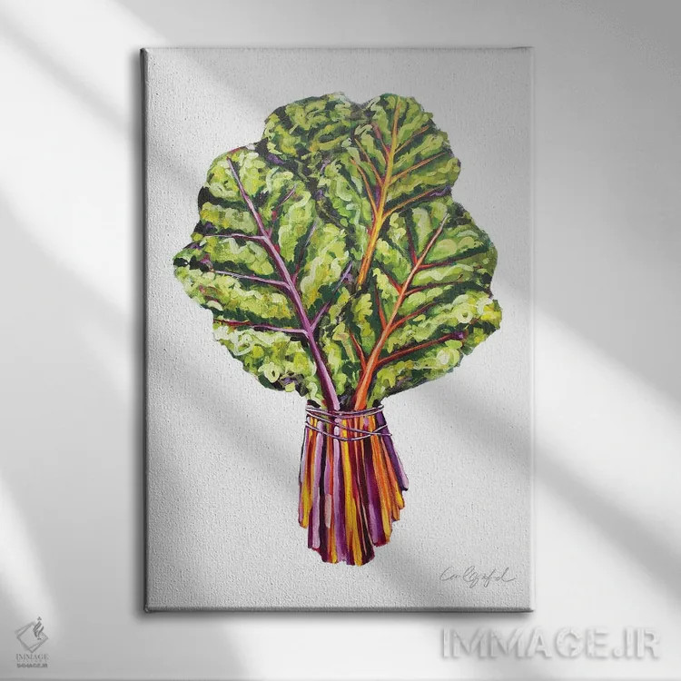 تابلو دکوراتیو برگ چغندر سوئیسی اثر لورل گرینفیلد - نمای روبهرو روی دیوار