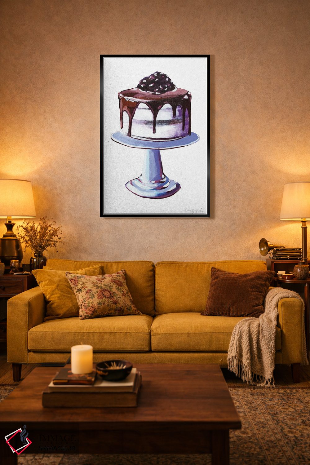 تابلو دکوراتیو شکلات چکه ای با بستنی وانیلی اثر لورل گرینفیلد - D5B