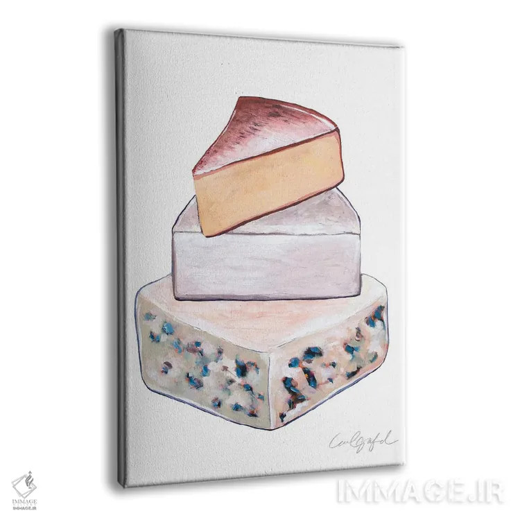 تابلو دکوراتیو روی هم چیده شدن پنیرها اثر لورل گرینفیلد - نمای پرسپکتیو محصول