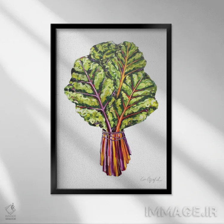 تابلو دکوراتیو برگ چغندر سوئیسی اثر لورل گرینفیلد - نمای قابدار مشکی