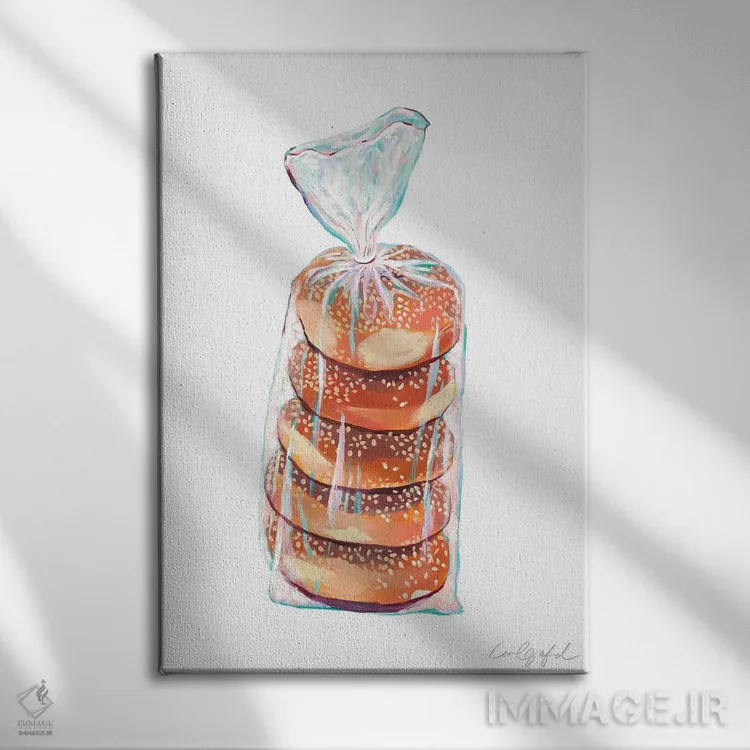 تابلو دکوراتیو کیسه ای از بیگل ها اثر لورل گرینفیلد - نمای روبهرو روی دیوار