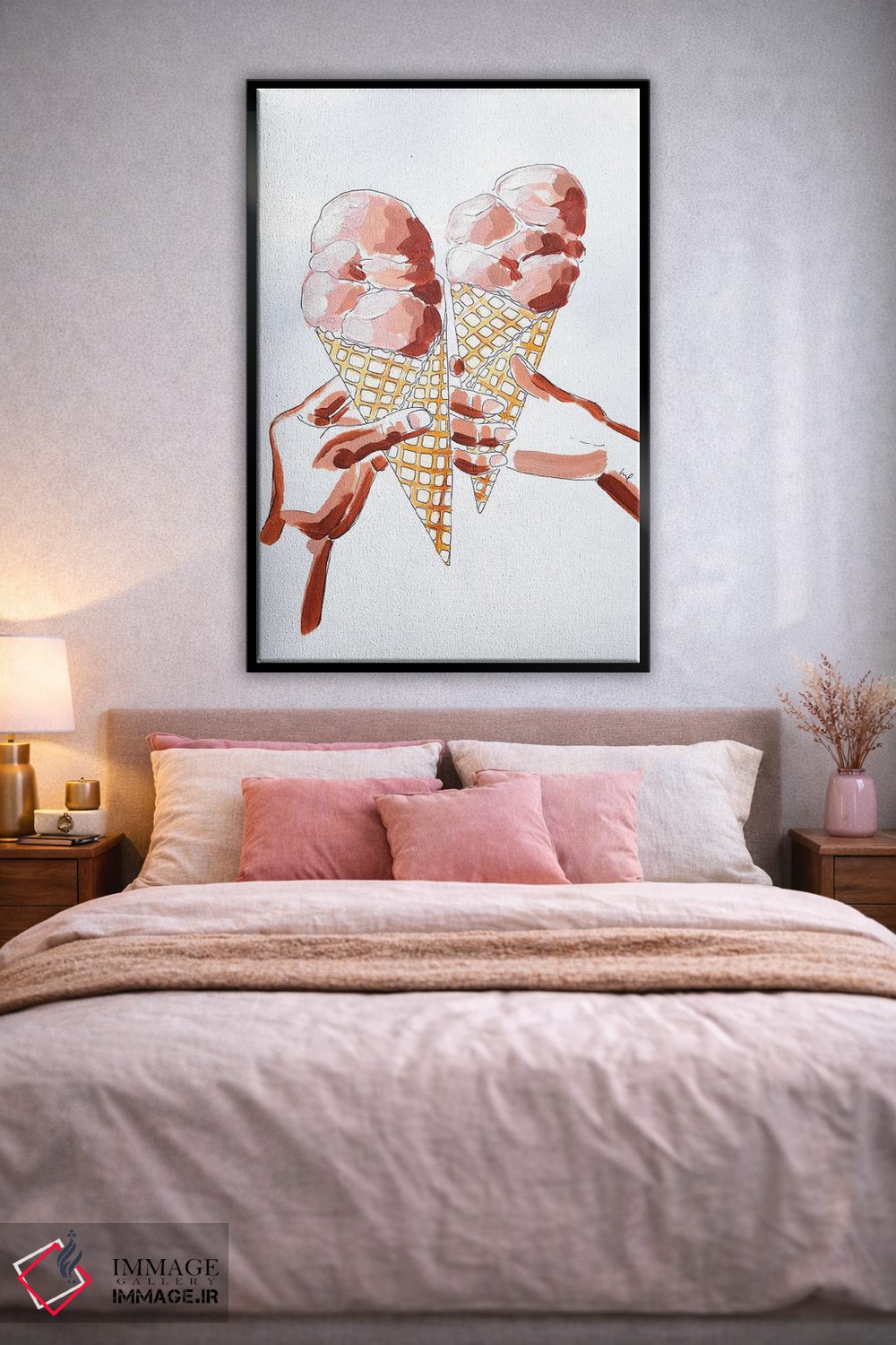 تابلو دکوراتیو مطالعه دست ها و بستنی اثر لورل گرینفیلد - D2B