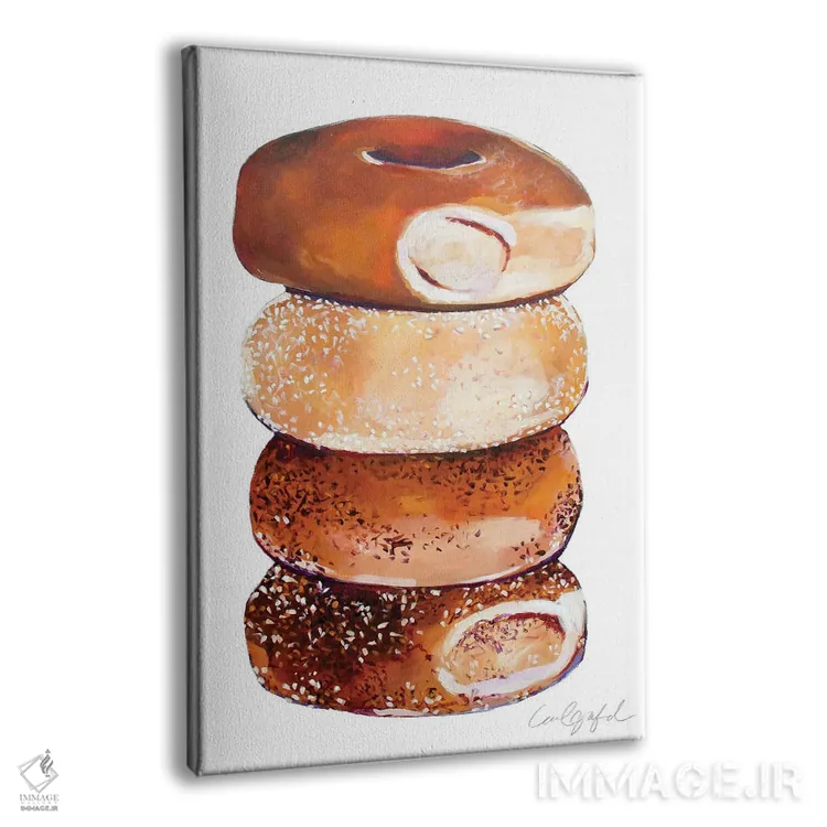 تابلو دکوراتیو روی هم چیده شدن بیگل ها اثر لورل گرینفیلد - نمای پرسپکتیو محصول