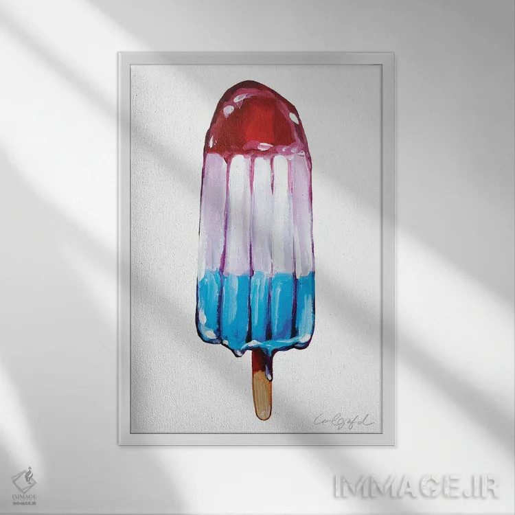 تابلو دکوراتیو بستنی موشکی اثر لورل گرینفیلد - نمای قابدار سفید