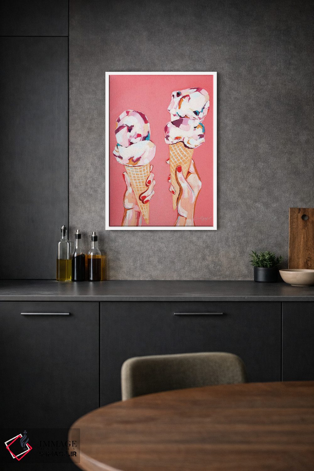 تابلو دکوراتیو عشق و بستنی اثر لورل گرینفیلد - D1W