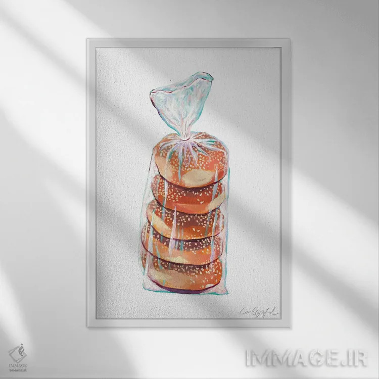 تابلو دکوراتیو کیسه ای از بیگل ها اثر لورل گرینفیلد - نمای قابدار سفید