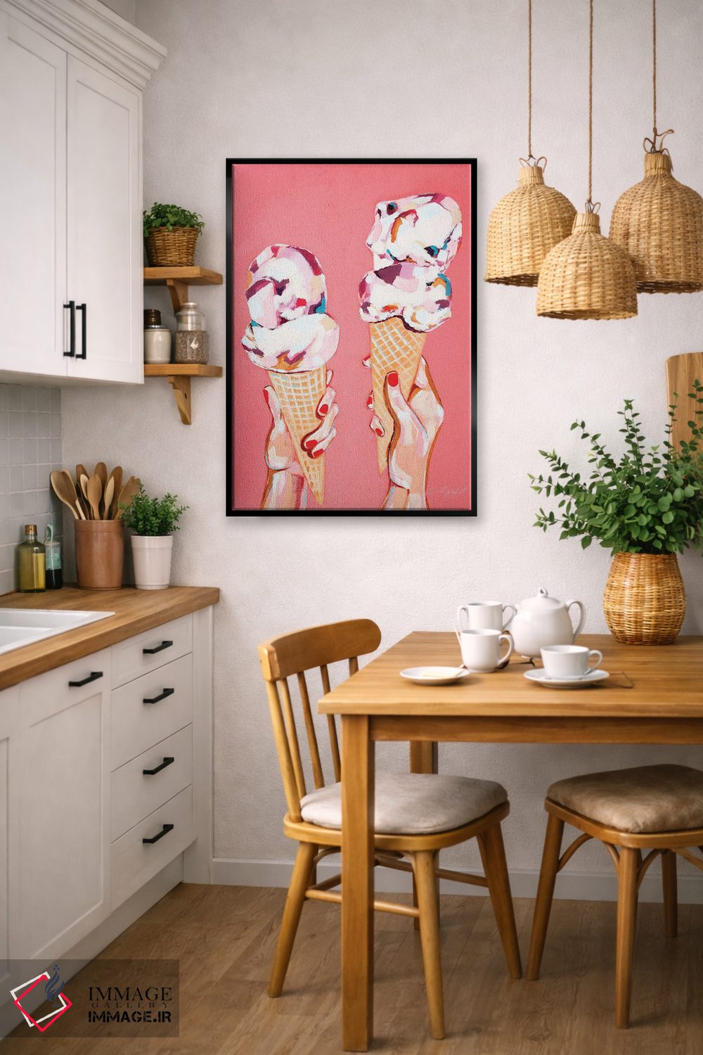 تابلو دکوراتیو عشق و بستنی اثر لورل گرینفیلد - D6B