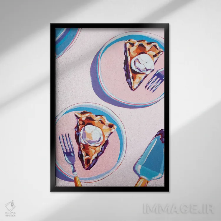 تابلو دکوراتیو دو برش پای بلوبری اثر لورل گرینفیلد - نمای قابدار مشکی