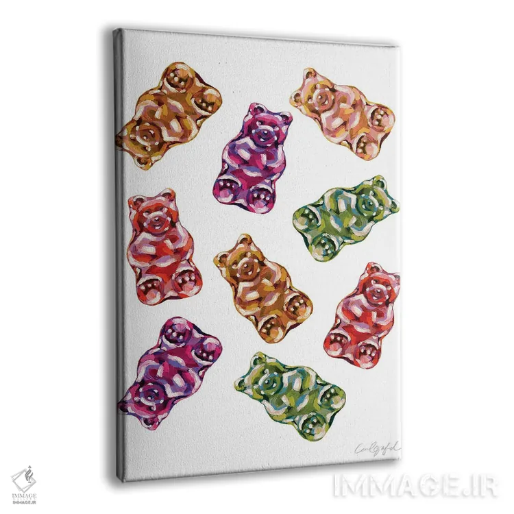 تابلو دکوراتیو پاستیل خرسی اثر لورل گرینفیلد - نمای پرسپکتیو محصول