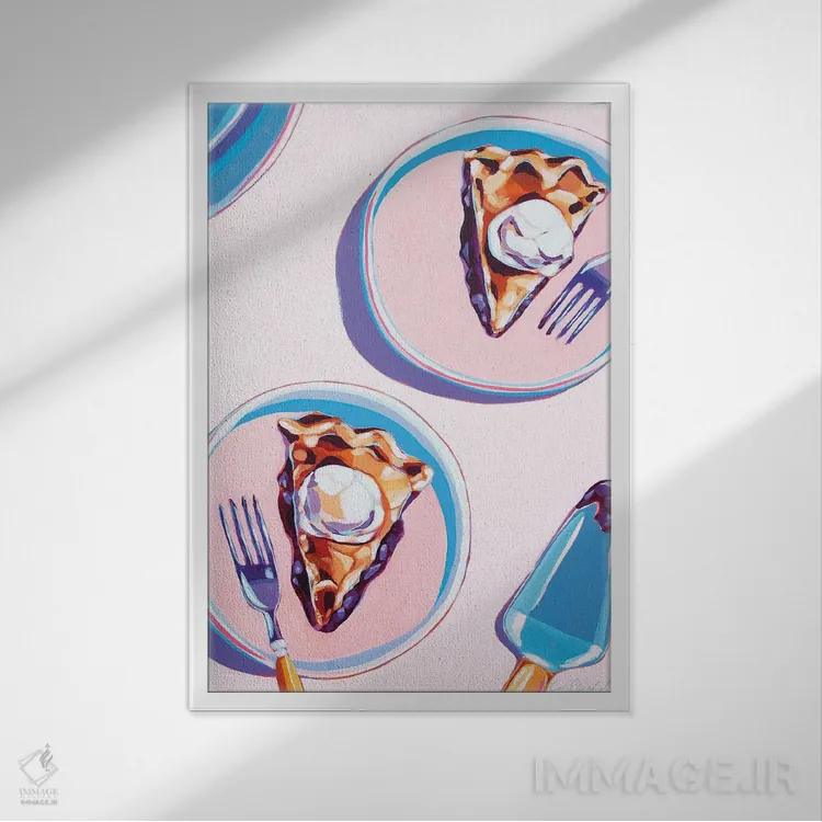 تابلو دکوراتیو دو برش پای بلوبری اثر لورل گرینفیلد - نمای قابدار سفید