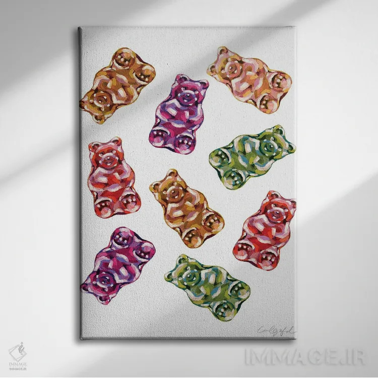 تابلو دکوراتیو پاستیل خرسی اثر لورل گرینفیلد - نمای روبهرو روی دیوار