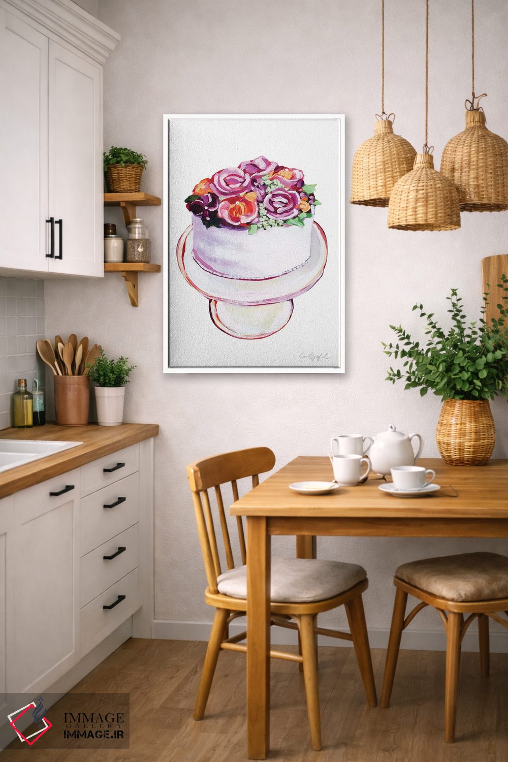 تابلو دکوراتیو کیک گل وانیلی اثر لورل گرینفیلد - D6W