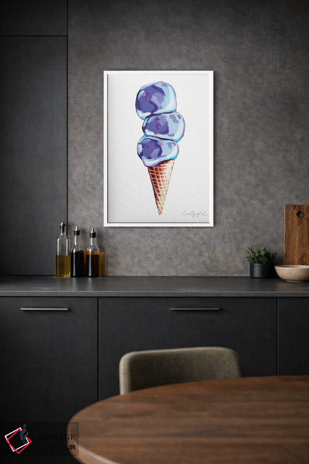 تابلو دکوراتیو سه اسکوپ بستنی بنفش اثر لورل گرینفیلد - D1W