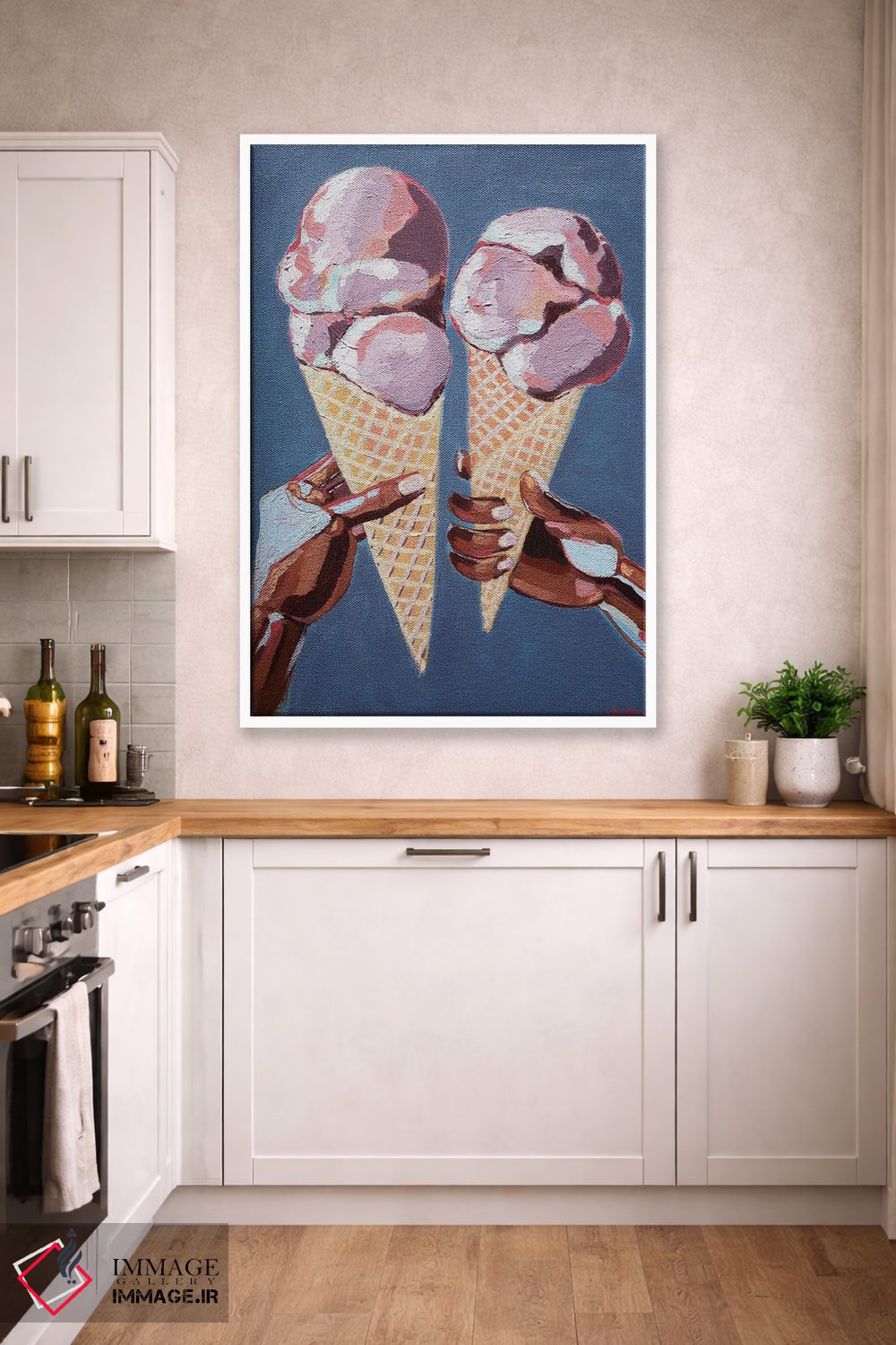 تابلو دکوراتیو عشق و بستنی با قیف وافل اثر لورل گرینفیلد - D4W