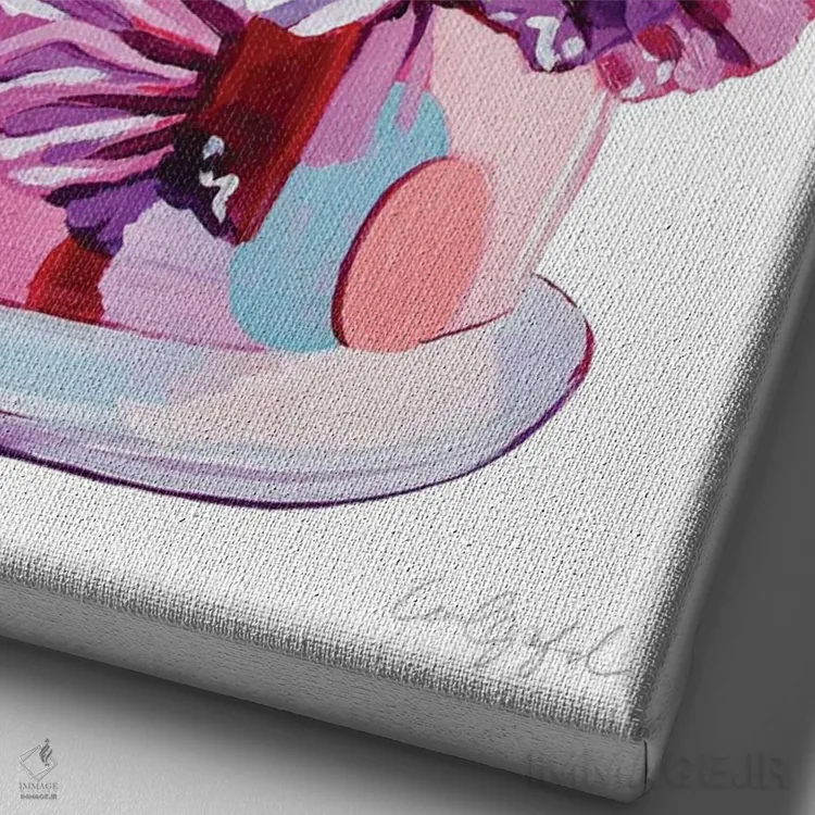 تابلو دکوراتیو کیک بادبزنی اثر لورل گرینفیلد - نمای نزدیک بافت بوم