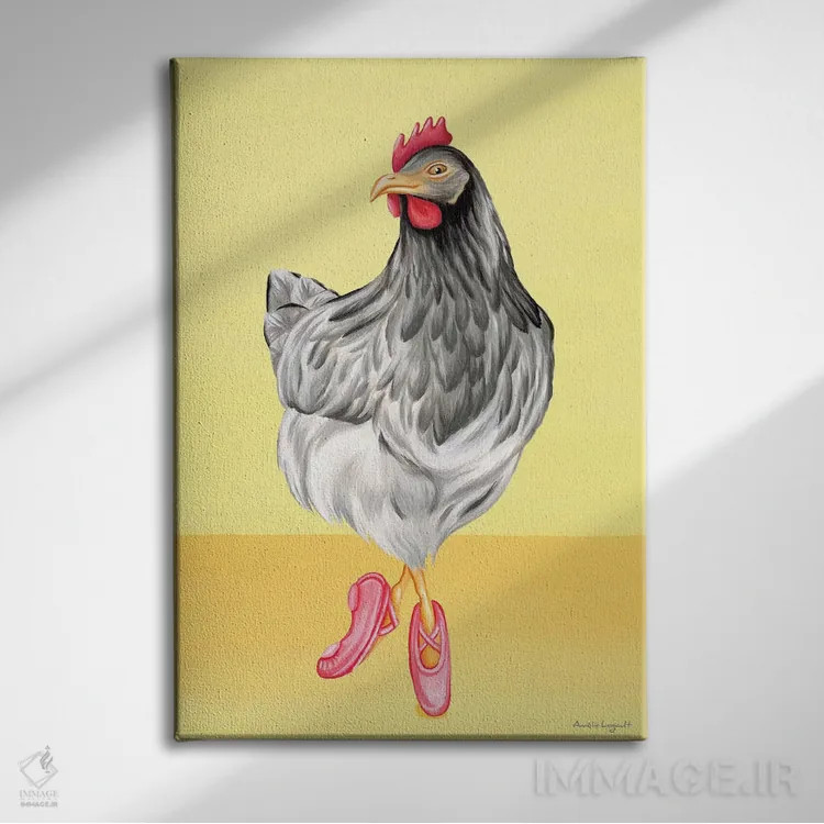 تابلو دکوراتیو مرغ رقصنده باله اثر آملی لگو - نمای روبهرو روی دیوار