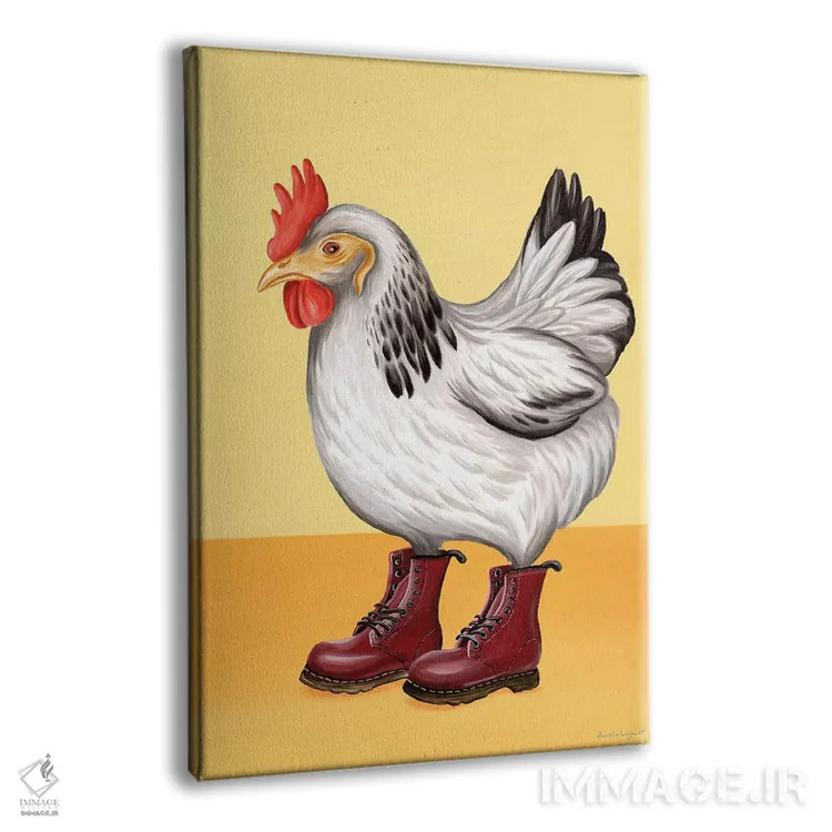 تابلو دکوراتیو مرغ با کفش داک مارتنز اثر آملی لگو - نمای پرسپکتیو محصول