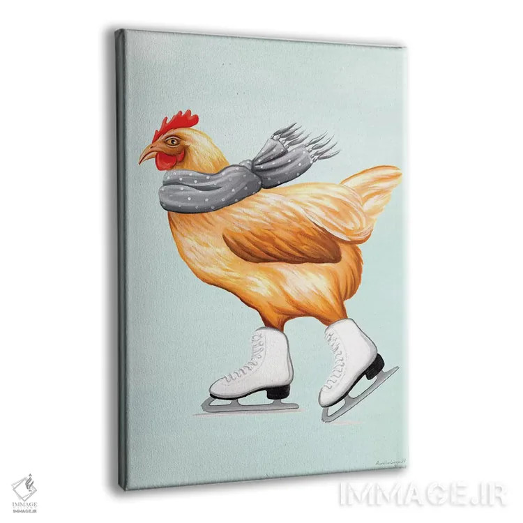تابلو دکوراتیو مرغ با اسکیت روی یخ اثر آملی لگو - نمای پرسپکتیو محصول