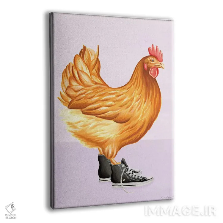 تابلو دکوراتیو مرغ با کفش کانورس اثر آملی لگو - نمای پرسپکتیو محصول