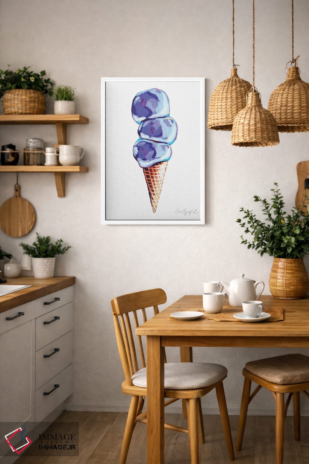 تابلو دکوراتیو سه اسکوپ بستنی بنفش اثر لورل گرینفیلد - D3W