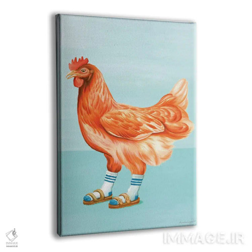 تابلو دکوراتیو مرغ با صندل اثر آملی لگو - نمای پرسپکتیو محصول