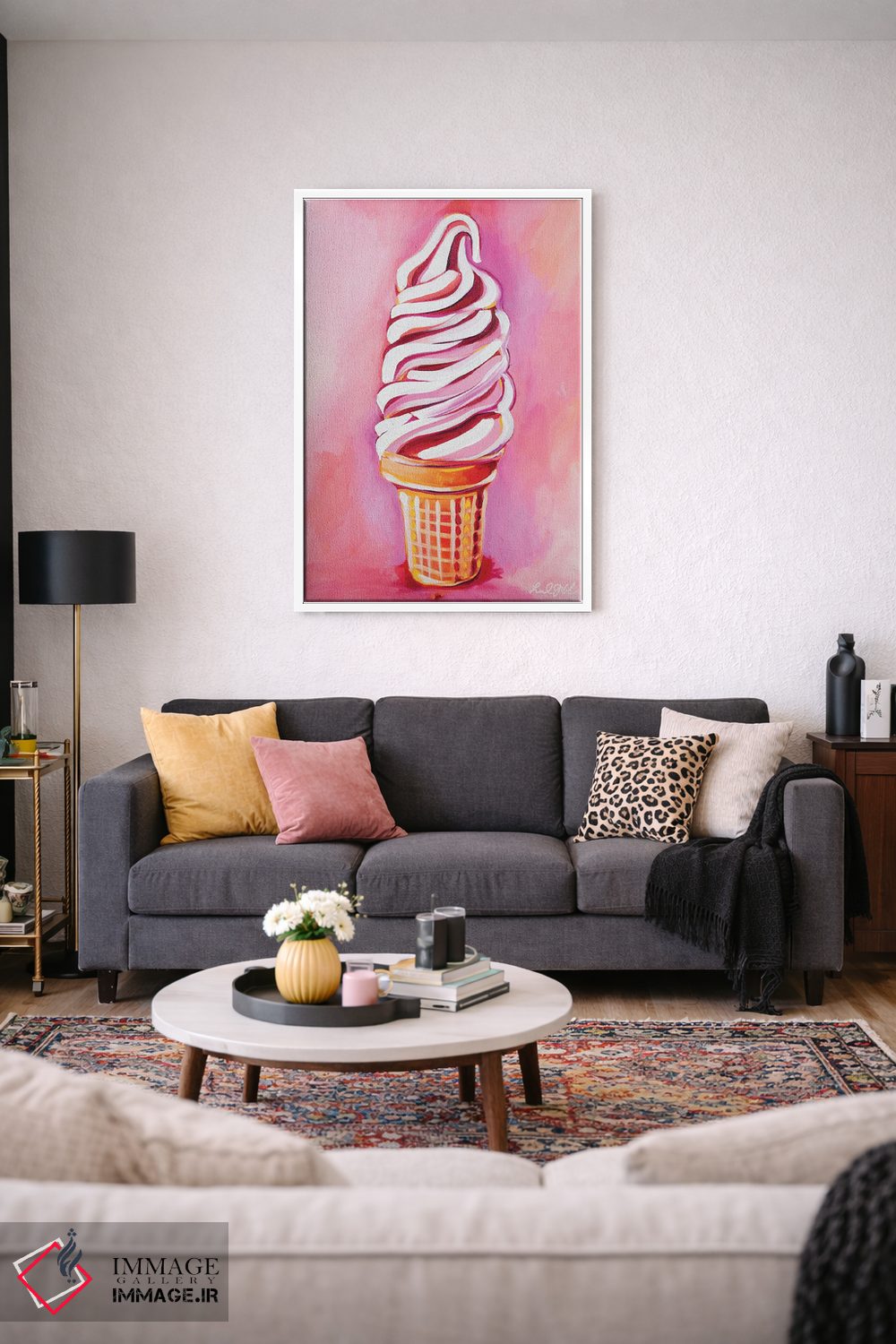 تابلو دکوراتیو بستنی سافت سرو صورتی اثر لورل گرینفیلد - D2W